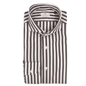 camicia in cotone righe bordeaux