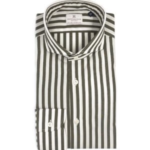 camicia in cotone righe verde bosco